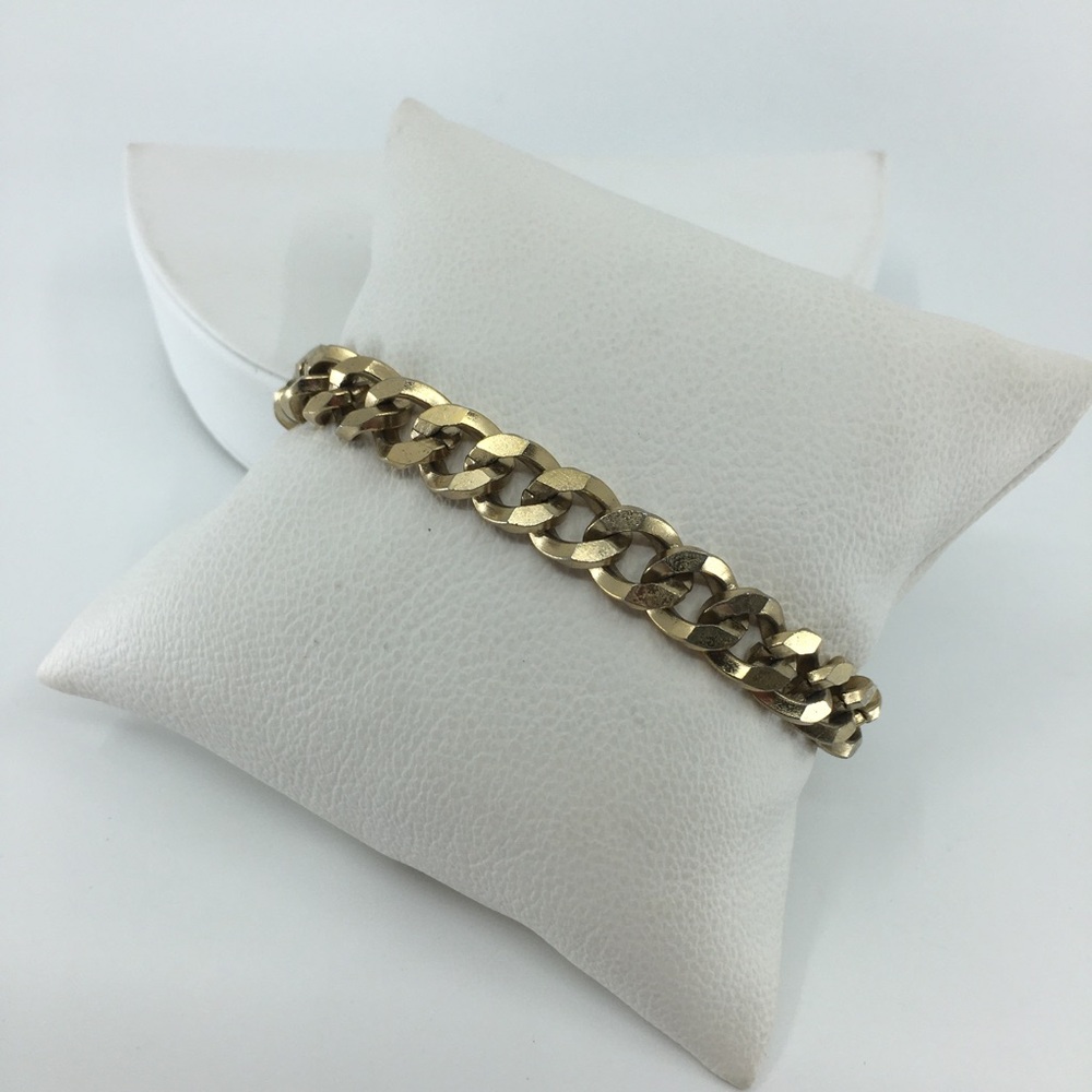 Chunky Gold Tone Chain Bracelet Double Curb Link Thick Heavy Unisex